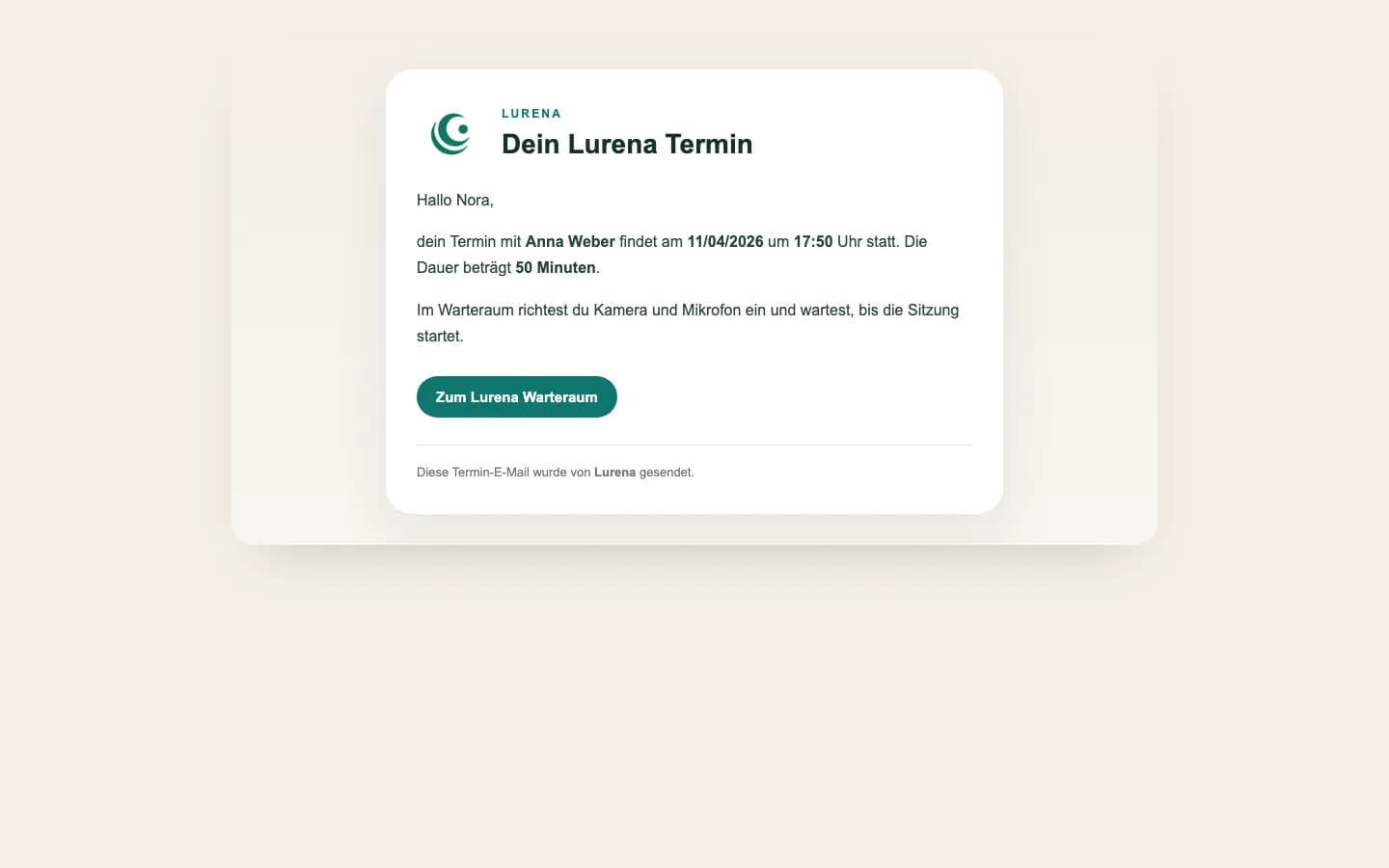 Einladungs-E-Mail für eine digitale Sitzung in Template Practice